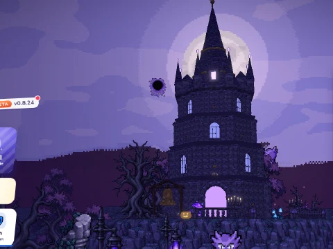 Castillo y escena de Halloween del menú real del juego
