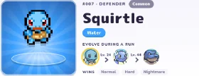 Squirtle in the PokéBonk League detail screen